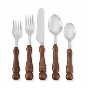 Juego de cubiertos de acero inoxidable al por mayor con mango de madera, estilo vintage, para el hogar, la cocina y restaurantes, al precio más bajo. - Product Image 1