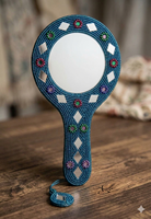 Miroir à main décoratif en brocart pour cadeaux de mariage, haldi, mehndi, baby shower, soirées au henné, soirées dholki.