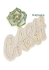 Pendentif Lettre Cash Rose Plaqué Or 14K, Plaqué Or 18K, Rhodium, Moissanite, Argent 925, Breloque Hiphop, Bijou Unisexe pour Usage Quotidien - Product Image 4