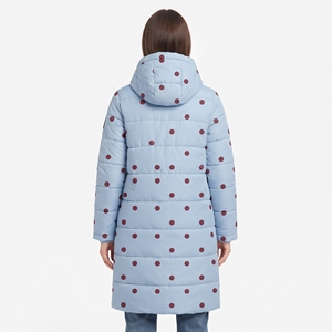 Abrigo Acolchado con Cinturón y Capucha para Mujer, Diseño de Puntos, Chaqueta Larga de Invierno, Sublimación, Acolchado, Informal, para Exteriores - Product Image 6