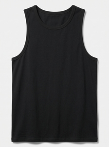 Dumela Men's <b>Black</b> Sleeveless <b>Knitted</b> <b>Tank</b> <b>Top</b> O-Neck Solid Casual Style - Product Image 1