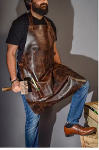Vintage <b>Leather</b> <b>Apron</b> Cognac, Full Body <b>Leather</b> One Strap Butchers <b>Apron</b>, Custom Logo <b>Leather</b> <b>Apron</b> - Product Image 3