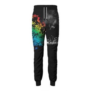 New Men's Dripping Print Sweatpants Elastic Waist Drawstring Casual Joggers Spliced Design Polyester Fleece Autumn Wear - Product Image 3