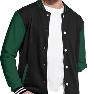 Embroidery Logo Leather Sleeves Wool Letterman Varsity Jacket <b>Men</b> Baseball Jacket for Unisex - Product Image 1