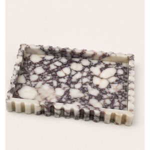 Plateau de service rectangulaire en marbre vert, design moderne poli, vaisselle et assiettes faites à la main - Product Image 5