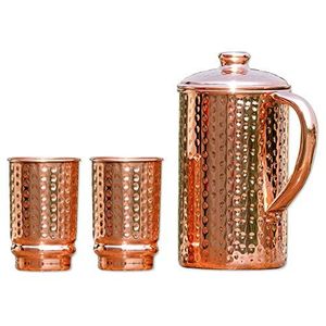 Carafe portable à double paroi en cuivre grande capacité - Anti-fuite, antimicrobienne, écologique et design luxueux pour la maison et les voyages - Product Image 4