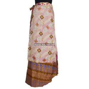 Best Buying Wholesale Price for Saree Silk Magic <b>Wrap</b> <b>Skirts</b> 2 Layer Reversible Magic Silk Saris <b>Wrap</b> Long <b>Skirt</b> Silk Sari - Product Image 3