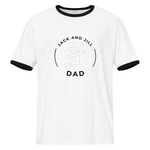 T-shirt unisexe Dad à col rond, blanc et noir, avec bordure contrastante, décontracté, pour tous les jours, doux, confortable, style rétro - Product Image 1