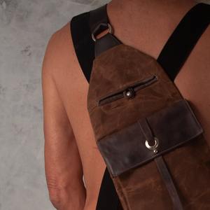 Sac bandoulière unisexe en cuir et toile, décontracté, tendance, imperméable, avec fermeture éclair, sac à dos de voyage et de randonnée, vente en gros LCSB-0025 - Product Image 5