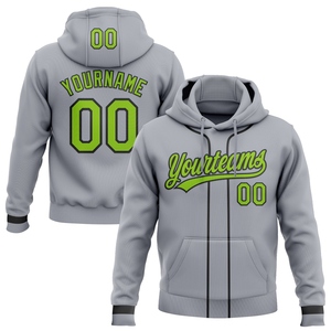 Sweat-shirt à capuche ample en polyester/coton gris, vert fluo et noir, nouveau design, sur mesure, vente en gros directe pour l'industrie - Product Image 1