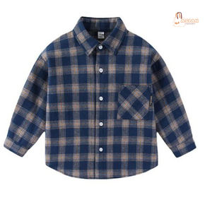 Camisa Casual de Primavera para Niños Adolescentes, a Cuadros, de Manga Larga, 100% Algodón, Transpirable y de Secado Rápido - Product Image 1