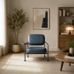 Fauteuil de détente moderne avec siège en cuir PU rembourré pour hôtel, salon, chambre à coucher, mobilier de salon - Product Image 2