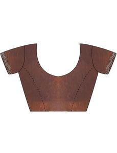 KV Women's Embroidered Embellished Bollywood Silk <b>Satin</b> Wrinkle-Free Designer Saree with Unstitched <b>Blouse</b> (Brown) Autumn - Product Image 6