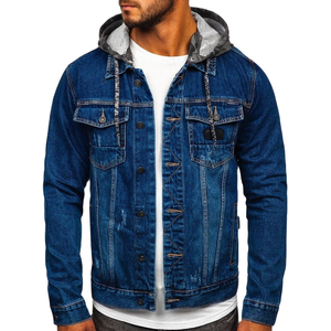 Fashion Denim Jacket Men's Slim Fit Causal Teens <b>Boys</b> Denim Jeans Jackets and Coats Denim Fur Jacket for Men OEM Serviced - Product Image 1
