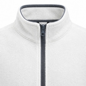 Custom White Polar Fleece Bomber Jacket Full Zip Stand Collar Warm Autumn Outerwear Lightweight Soft <b>Thermal</b> Front Windproof - Product Image 4