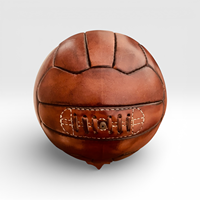 Ballon de football Geoffrey Brown, années 1900, patine antique, cuir de vache, bois restauré, vieilli, ciré, léger, durable, taille 5, décoration sportive