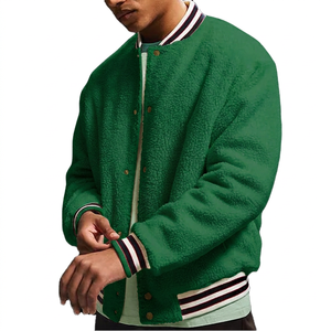 Veste universitaire en polaire sherpa personnalisée pour homme, veste bomber moelleuse à boutons-pression, service de fabrication en gros OEM ODM - Product Image 5