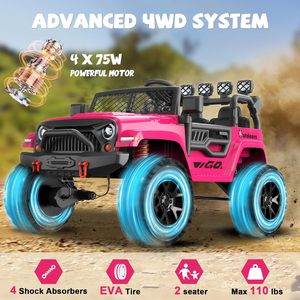 Camioneta ANPABO 24V 4WD para niños, vehículo de juguete de 2 plazas con cinturones de seguridad separados, motores de 4x75W, 4 amortiguadores, radio - Rosa - Product Image 2