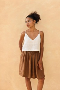 Blusa de Lino Vintage para Mujer, Cuello en V, Sin Mangas, Espalda Descubierta, Corte Regular, Color Sólido, Transpirable, para Oficina, ODM, Primavera, Verano, Uso Diario - Product Image 4