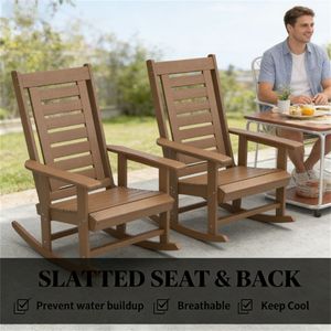 Set di 2 Sedie a Dondolo Marroni per Esterni, Ideali per Terrazze - Product Image 4