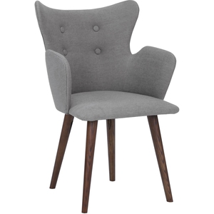 Nordic Light Gray <b>Upholstered</b> Dining <b>Chair</b> with High Curved Backrest and Armrest for Home and Office - Product Image 1