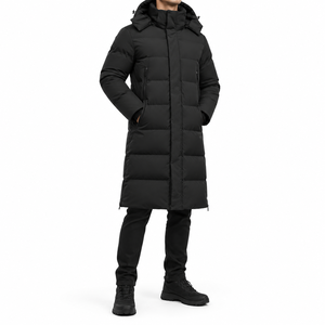 Vente en gros de manteaux longs matelassés pour hommes, à capuche, imperméables, coupe-vent, chauds, parka d'hiver, OEM, étiquette privée - Product Image 5