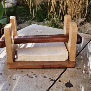 Porte-serviettes en bois naturel, support à mouchoirs multifonctionnel pour table, porte-serviettes rustique en bois pour la maison, le restaurant et l'hôtel - Product Image 3