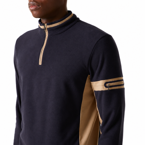 Pull à col montant zippé pour homme, coupe régulière, coupe-vent, sportif, manches longues, couleur unie, hiver - Product Image 3