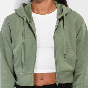 Wholesale Women Cropped <b>Zip</b> Hoodie Personalized Design High Quality Breathable Fabric Durable Stitching OEM Service Best Price - Product Image 5