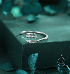 Bague en argent sterling Lys du Val extra délicate, taille ajustable, bijoux botaniques inspirés de la nature - Product Image 2