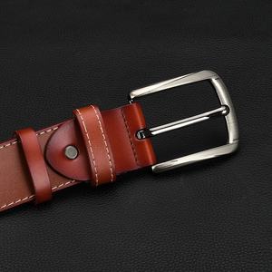 Ceinture pour homme en cuir de vachette écologique, à boucle ardillon vintage décontractée en cuivre, ajourée, personnalisée et tendance - Product Image 1