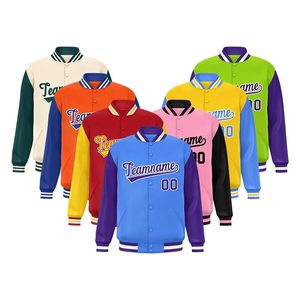 Veste de baseball universitaire personnalisée avec broderie, nom et numéro sur le devant, manteau d'hiver coupe-vent grande taille à col montant - Product Image 1