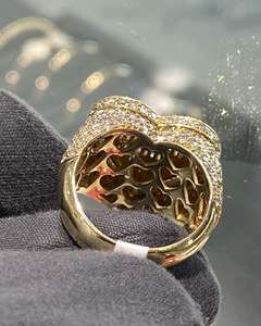 Anillo llamativo de plata 925 con moissanita de 7 quilates y acabado dorado, diseño de corazón baguette helado, joyería de lujo estilo hip hop, moda unisex atrevida - Product Image 5