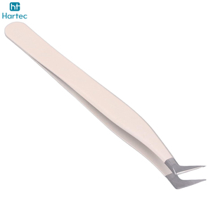 Pinzas Profesionales de Punta Dividida para Extensiones de Pestañas, Instrumento de Belleza Ergonómico Color Crema, Pinzas de Alta Precisión con Punta Afilada - Product Image 2