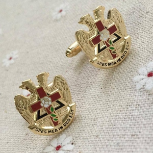 Pins de Solapa de Doble Águila del Rito Escocés de 32.º Grado, Chapados en Oro, Cruz Roja, Accesorios Formales Personalizados, Regalia Masónica - Product Image 3