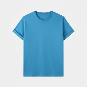 Camiseta Básica de Algodón Azul Premium 2026 para Hombre, Cuello Redondo, Manga Corta, Informal, de Alta Calidad para Verano - Product Image 3
