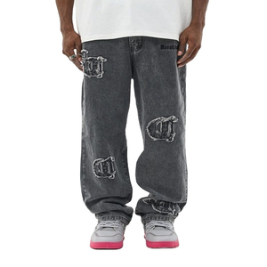 Jean baggy droit pour homme, taille haute, respirant, coupe ample, en denim, pour l'été et l'hiver, style streetwear - Product Image 5