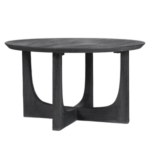Modern Dining Room Furniture: Sturdy Black <b>Round</b> Teak Dining <b>Table</b> Suitable for both dining rooms and <b>gardens</b> - Product Image 2