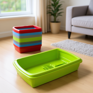 Lettiera per gatti in plastica di grandi dimensioni con paletta inclusa per gatti da interno - Product Image 3