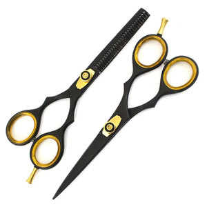 Ciseaux de coiffure professionnels pour barbiers, à poignée moyenne, dorés, pour droitiers, en acier inoxydable, fournitures de salon de coiffure - Product Image 4