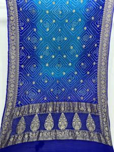 Reine Banarasi Neemzari Georgette Rai Bandhani Dupatta Premium Festliche Hochzeits-Traditionstücher (150 Banarashi Original-Uttra) - Product Image 4