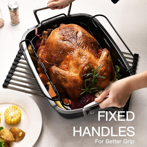 Plat à rôtir moderne pour la cuisine familiale professionnelle avec un intérieur spacieux en acier inoxydable et des poignées confortables - Product Image 6