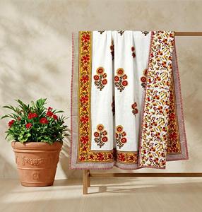 Dohar indien fait main à motifs floraux pour lit double, pour un look élégant dans la chambre. Achetez directement auprès du fournisseur en gros. - Product Image 2