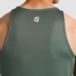 OEM <b>Men's</b> High Quality 100% Cotton Knitted Sporty Gym Singlets Breathable Quick Dry Casual Workout Training Summer 180g Crew - Product Image 6