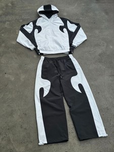 ชุดวอร์มผู้ชายแบบสองชิ้น เสื้อแจ็คเก็ตกันลมและกางเกงขายาว ผ้าไนลอนหนา ซิปโพลีเอสเตอร์ ลายเรียบ ชุดฤดูหนาว - Product Image 6