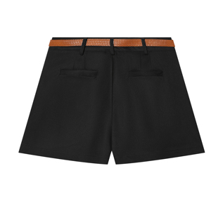 Pleated <b>Skorts</b> With Belt Solid Color And Dot Pattern Casual Summer <b>Women's</b> Shorts Mid Waist Regular Fit Breathable Polyester - Product Image 5