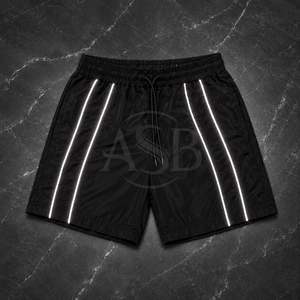 Ensemble survêtement homme coupe-vent léger en nylon avec short et veste réfléchissante noire personnalisée style streetwear - Product Image 6