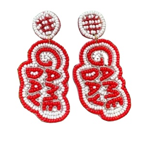 Haute qualité fait à la main jour de jeu perlé broderie basket boucle d'oreille beau nouveau Design luxe fantaisie et à la mode de l'Inde - Product Image 3