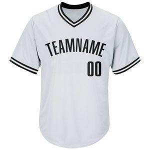 Custom White V-Neck <b>Baseball</b> Jersey Men's Short Sleeve Team Name Printed Moisture Wicking Polyester Sport Apparel - Product Image 4