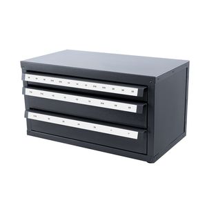 Armadietto in Acciaio a Tre Cassetti con 29 Scomparti, Etichette Impilabili Personalizzabili, Organizzazione per Frese OBM/OEM, Adatto per Frese da 1/8'' e 1'' - Product Image 4